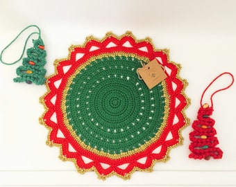 Christmas Crochet Table Décor | Christmas Table Runner | Crochet Placemat | Christmas Table Mat | Christmas Table Doily | Table Topper