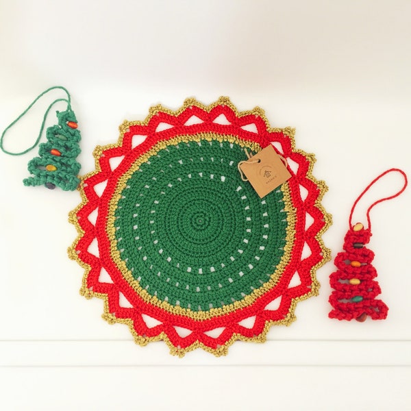 Christmas Crochet Table Décor | Christmas Table Runner | Crochet Placemat | Christmas Table Mat | Christmas Table Doily | Table Topper