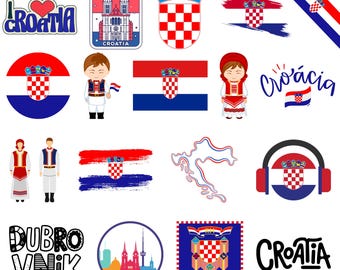 Croatia Bundle: 60 Digital PNG Files | Croatian Flag, Dubrovnik, Traditional Art, Nature & More | 1800x1600px