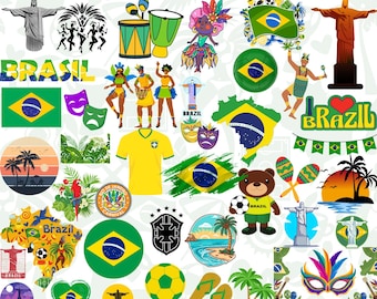 Paquete de gráficos de Brasil: Carnaval, vida silvestre y lugares emblemáticos (50 archivos PNG digitales)