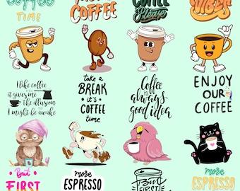 Funny Coffee Quotes & Characters - Set 16