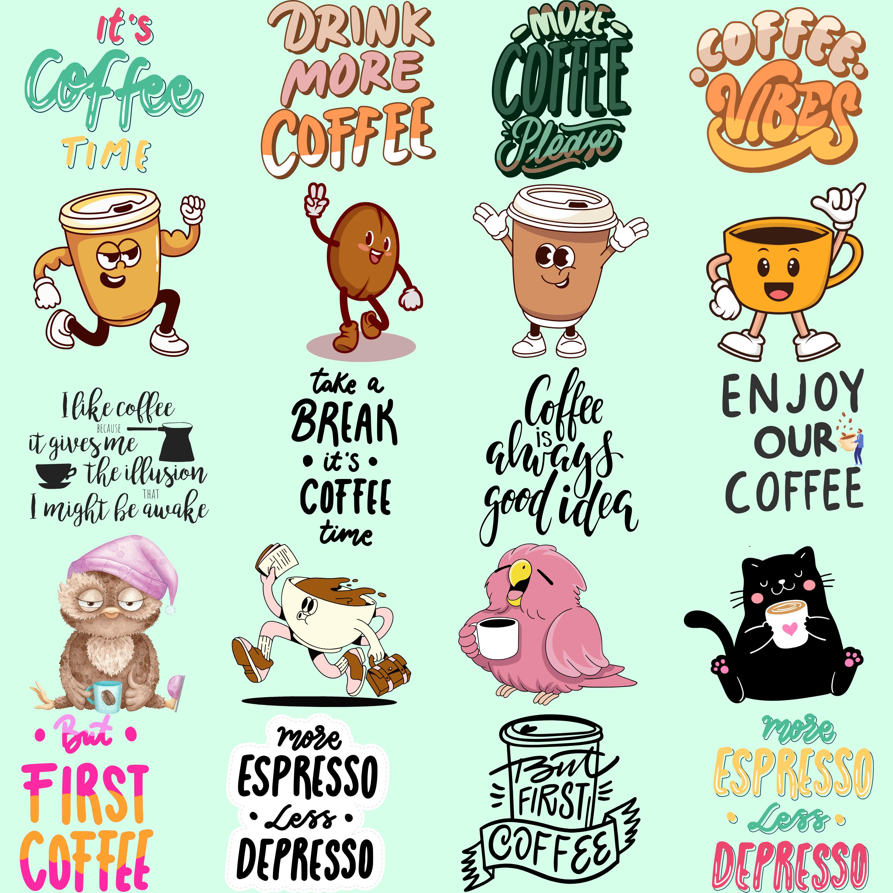 Kaffe Text Funny Coffee Quotes & Characters - Set 16 - Etsy
