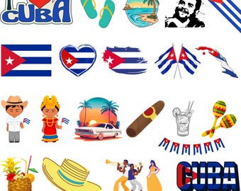 Cuba PNG Clipart Bundle: Havana Landmarks, Classic Cars (Digital Files)