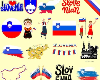 Slovenia Digital Art Bundle: Flag, Landmarks, Culture (PNG Files)