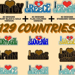 I Love Europe Stickers: 129 Country Designs (Digital PNG)