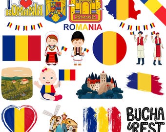 Romania Bundle: 65 Digital PNG Files | Romanian Flag, Dracula Castle, Traditional Art & More | 1800x1600px