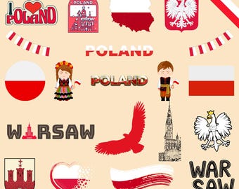 Poland Bundle: 60 Digital PNG Files | Polish Flag, Landmarks, Folk Art, Culture & More | 1800x1600px