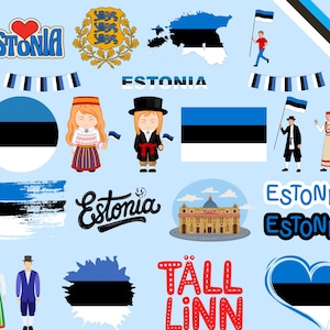 Estonia Bundle: 80 Digital PNG Files | Estonian Flag, Tallinn, Folk Art, Cuisine & More | 1800x1600px