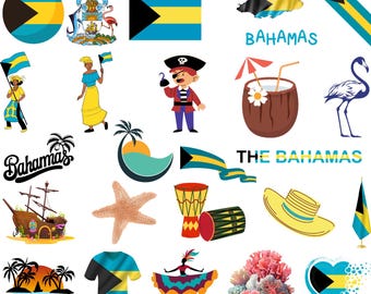 Bahamas Bundle: 50 Digital PNG Files | Bahamian Flag, Beaches, Junkanoo, Landmarks & More | 1800x1600px