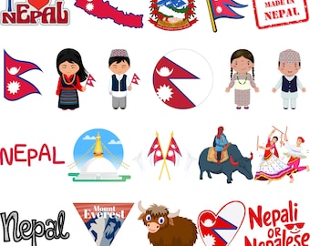Nepal Bundle: 100 Digital PNG Files | Nepali Flag, Himalayas, Temples, Traditional Art & More | 1800x1600px