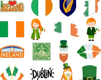Ireland Bundle: 70 Digital PNG Files | Irish Flag, Landmarks, Culture, Celtic Symbols & More | 1800x1600px