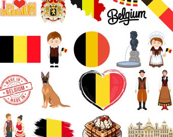 Belgium Bundle: 50 Digital PNG Files | Belgian Flag, Landmarks, Food, Culture & More | 1800x1600px