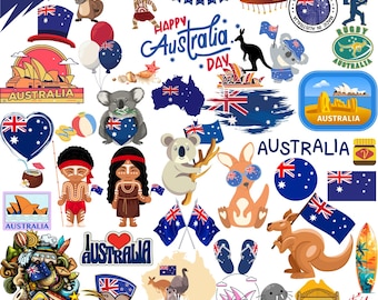 Australia PNG Clipart Bundle: Australian Wildlife, Landmarks, Aboriginal Art (Digital Files)