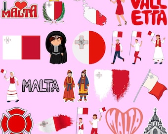 Malta Bundle: 65 Digital PNG Files | Maltese Flag, Map, Landmarks, Traditional Symbols & More | 1800x1600px