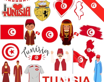 Tunisia Bundle: 50 Digital PNG Files | Tunisian Flag, Landmarks, Traditional Art, Culture & More | 1800x1600px