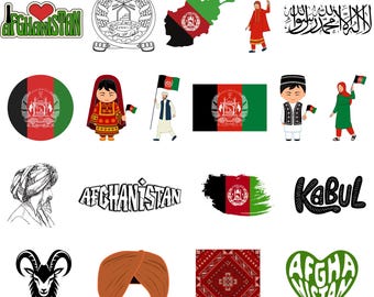 Afghanistan Bundle: 50 Digital PNG Files | Afghan Flag, Landmarks, Culture, Traditional Art & More | 1800x1600px