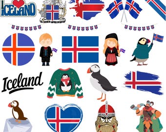 Iceland Bundle: 80 Digital PNG Files | Icelandic Flag, Nature, Landmarks, Culture & More | 1800x1600px