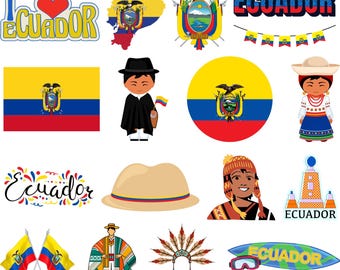 Ecuador Bundle: 95 Digital PNG Files | Ecuadorian Flag, Landmarks, Nature, Culture & More | 1800x1600px