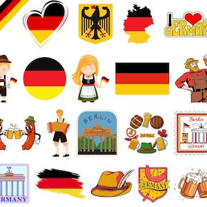 Germany Bundle: 100 Digital PNG Files | Brandenburg Gate, German Flag, Pretzel, Landmarks & More | 1800x1600px
