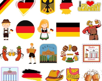 Germany Bundle: 100 Digital PNG Files | Brandenburg Gate, German Flag, Pretzel, Landmarks & More | 1800x1600px