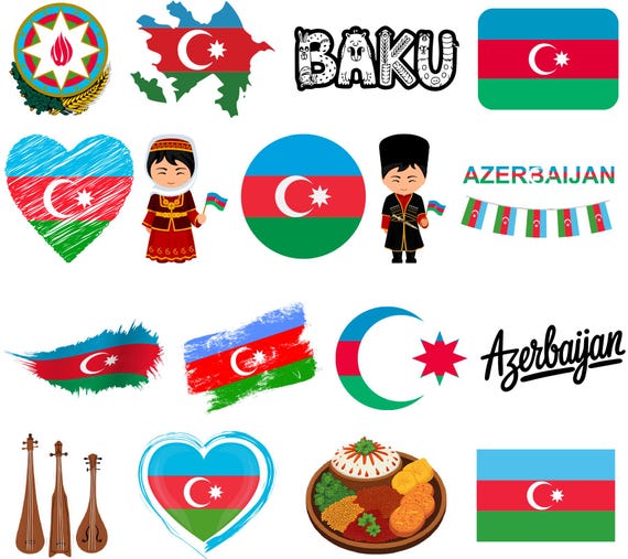 Azerbaijan Digital Art Bundle: Baku Landmarks, Carpet Patterns
