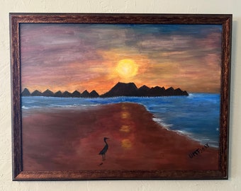ヴィンテージMCM木製絵画：ロバに乗った男性、秋の色彩 - Etsy 日本