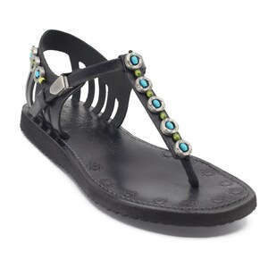Women&#39;s Leather Sandal 300 Black