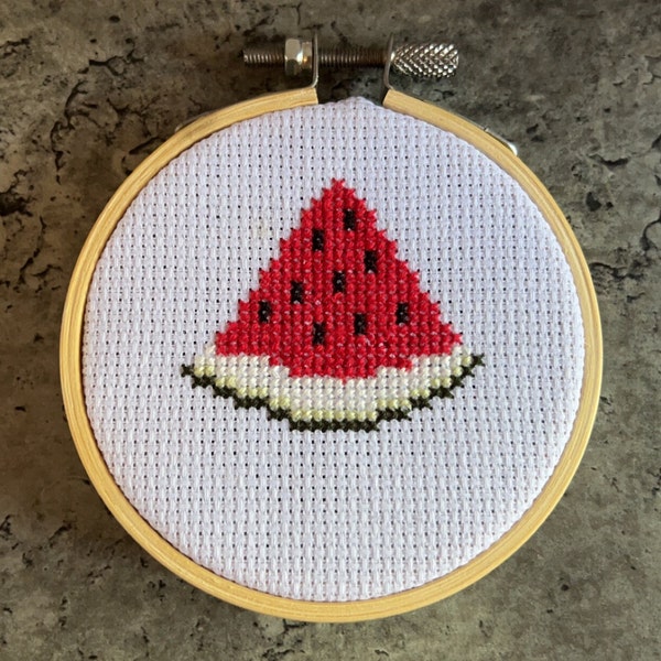 Watermelon mini cross stitch pattern PDF, cute and simple design, modern cross stitch, beginner cross stitch pattern, easy pattern