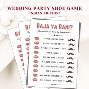 The Shoe Game - Indian Edition | Desi Party Game | Printable Instant Download 5x7 PDF | Bachelorette Shower or Engagement Party