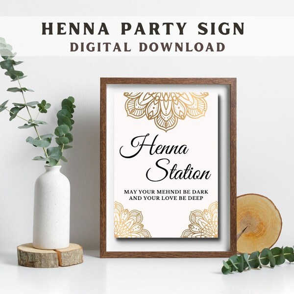 Mehendi Night | Henna Station | Indian Wedding Sign | Instant Download 5x7, 8.5x11 & 8x10 PDF | Printable Mehndi Sign | Henna Booth Sign