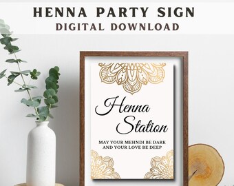 Mehendi Night | Henna Station | Indian Wedding Sign | Instant Download 5x7, 8.5x11 & 8x10 PDF | Printable Mehndi Sign | Henna Booth Sign