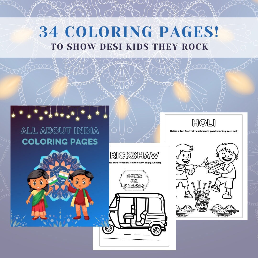 Diwali Coloring Sheets All About India Kids Holi Activity PDF Instant