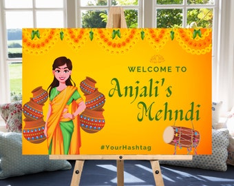 Personalized Indian Wedding Welcome Poster | Henna, Mehndi, Roka, Haldi Party | 20x30 or Custom Size | Digital Download