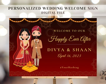 Personalized Printable Indian Wedding Welcome Poster | Bollywood Party | 20x30 or Custom Size | Digital Download