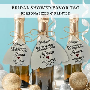 Printed Bridal Shower Favors Tags Custom Gift Bag Tags Wedding Dress Shaped image 8