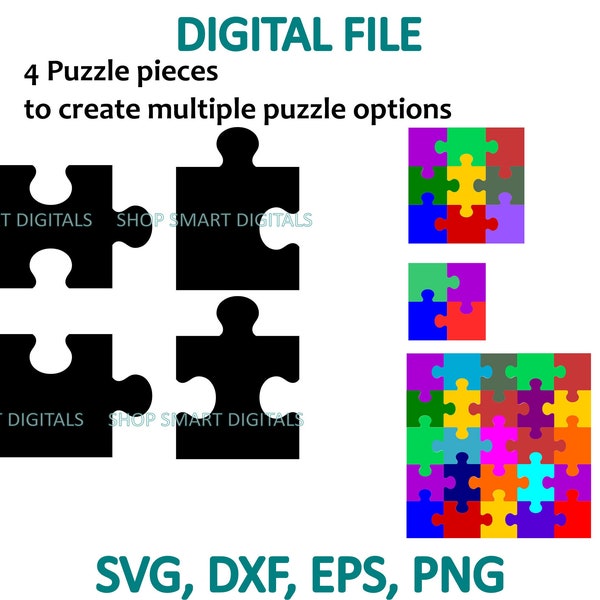 Puzzle Piece Svg Bundle, Puzzle Piece Clipart, Puzzle Vector cut file, Jigsaw Svg / Descargar para Cricut, Silueta, Glowforge / svg png