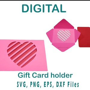 Geschenkkartenhalter SVG | Einfache Geschenkkartenhalter Plotterdatei | Valentinsgeschenk svg | Herz svg | Für Cricut, Silhouette, Glowforge, Cameo