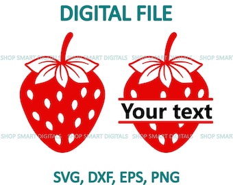 Strawberry  Monogram Svg Cut File| Strawberry Clipart | Digital Download for Cricut, Silhouette, Glowforge | svg png dxf eps