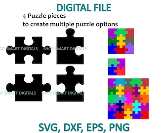 Puzzle Piece Svg Bundle, Puzzle Piece Clipart,  Puzzle Vector cut file, Jigsaw Svg | Download for Cricut, Silhouette, Glowforge | svg png