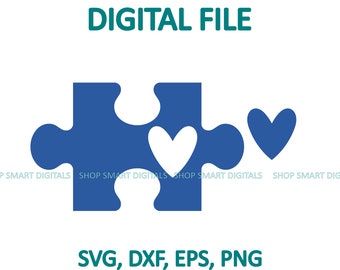 Puzzle Piece Heart  Svg, Autism Awareness Puzzle Piece Clipart,  Puzzle cut file | Download for Cricut, Silhouette, Glowforge | svg png