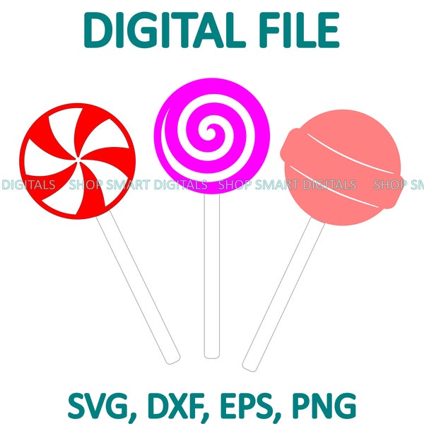 Lollipop svg cut file| Lollipop Cricut | Lollipop Clipart | Digital Download for Cricut, Silhouette, Glowforge | svg png eps dxf