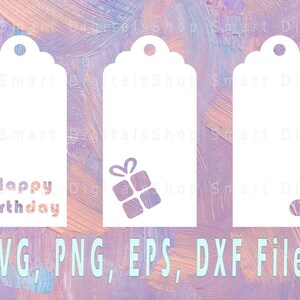 Etiquetas de regalo SVG PNG Paquete Descargar Plantilla de etiqueta de regalo Corte Archivo de corte Precio Feliz cumpleaños Cricut Silhouette Cameo. Uso comercial