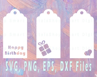 Etiquetas de regalo SVG PNG Paquete Descargar Plantilla de etiqueta de regalo Corte Archivo de corte Precio Feliz cumpleaños Cricut Silhouette Cameo. Uso comercial