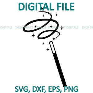 Toverstaf SVG-bestand knippen| Toverstaf Cricut | Goochelaar | Digitale download voor Cricut, Silhouette, Glowforge | svg png eps dxf