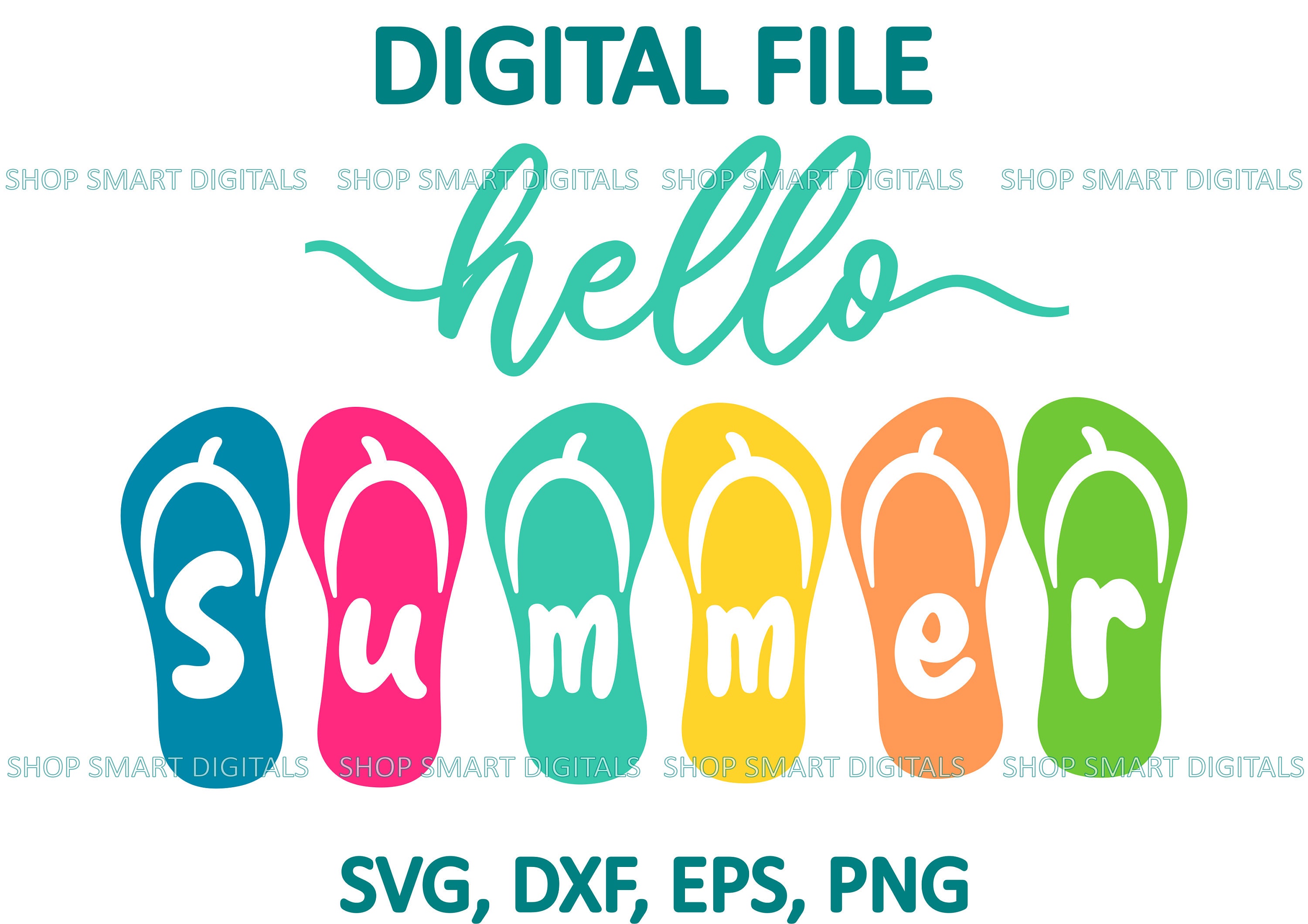 Hello Summer Flip Flops SVG | Summer Sign Cut File Clipart | Download ...