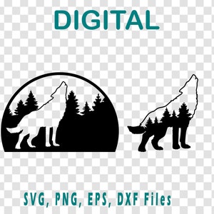 Wolf howling at the moon SVG | Wolf SVG Cut File for  Cricut SVG, Clipart, Cut Files,Silhouette, Cricut, Vector, Png, svg, dxf, eps