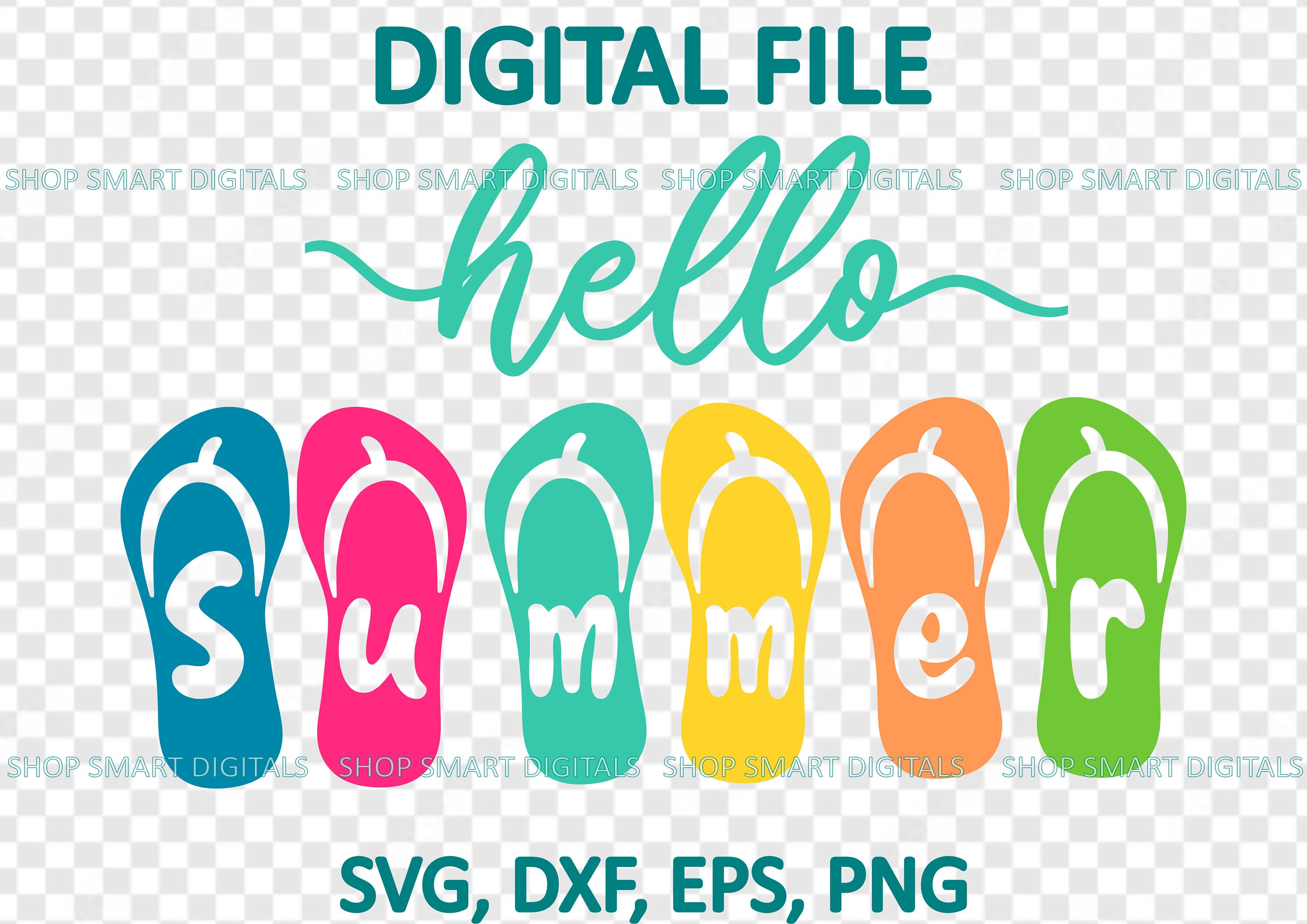 Hello Summer Flip Flops SVG | Summer Sign Cut File Clipart | Download ...