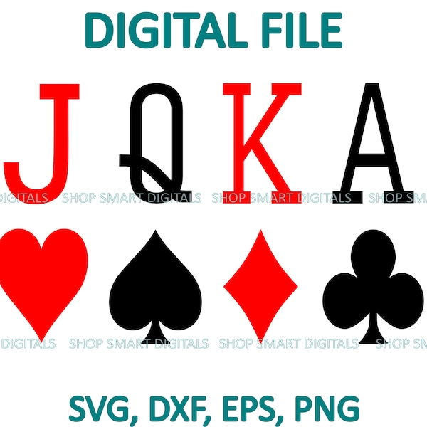 Card Suits Svg, Playing Card Suits, Casino Clip Art Vector | Digital Download for Cricut, Silhouette, Glowforge | svg png eps dxf