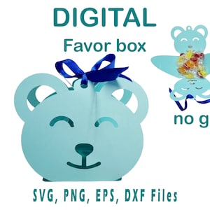 Modello Baby Shower Favor Box SVG / Modello Baby Birthday Favor Box Cut File / senza colla/ Orso / Per Cricut, Silhouette, Glowforge, Cammeo