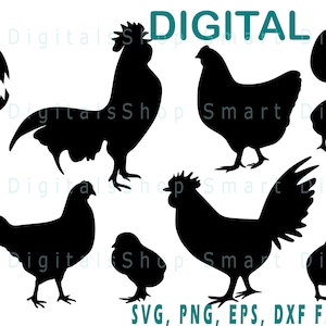 Poulets SVG | Poulets coupés File | Paquet de poulets Image SVG | Télécharger pour Cricut, Silhouette, Glowforge, Cameo, Commercial licence